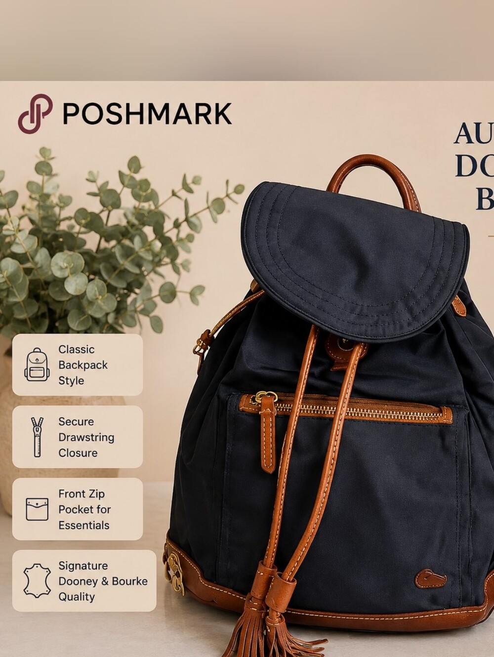 Navy Dooney and Bourke backpack